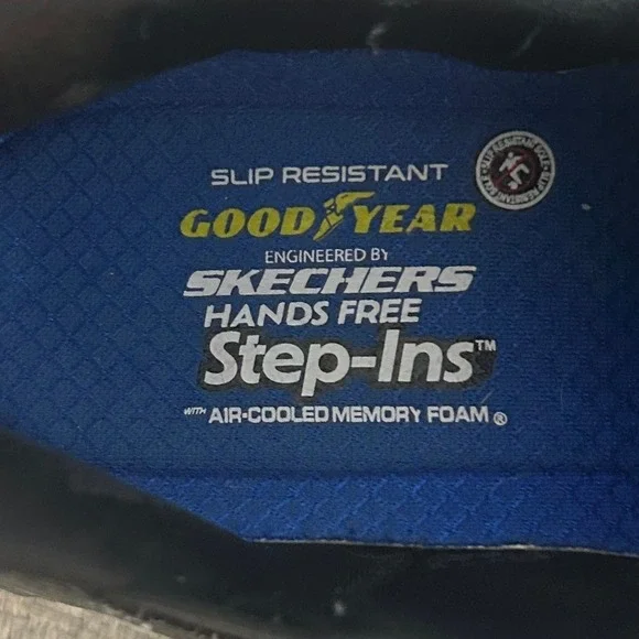 Skechers Hands Free Step-Ins Goodyear Black Slip Resistant  Women's Sneakers 7.5 - Picture 9 of 14